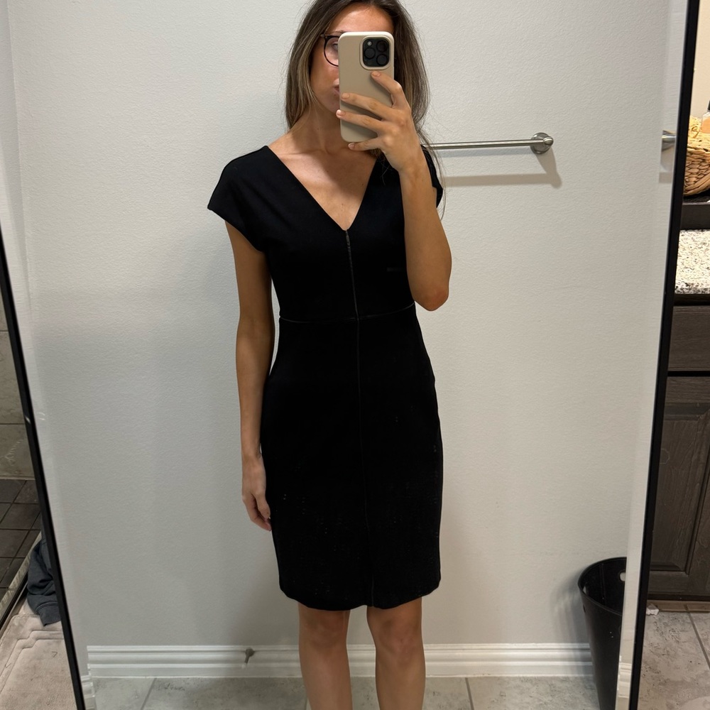 Express | Black Dress with Leather Detail